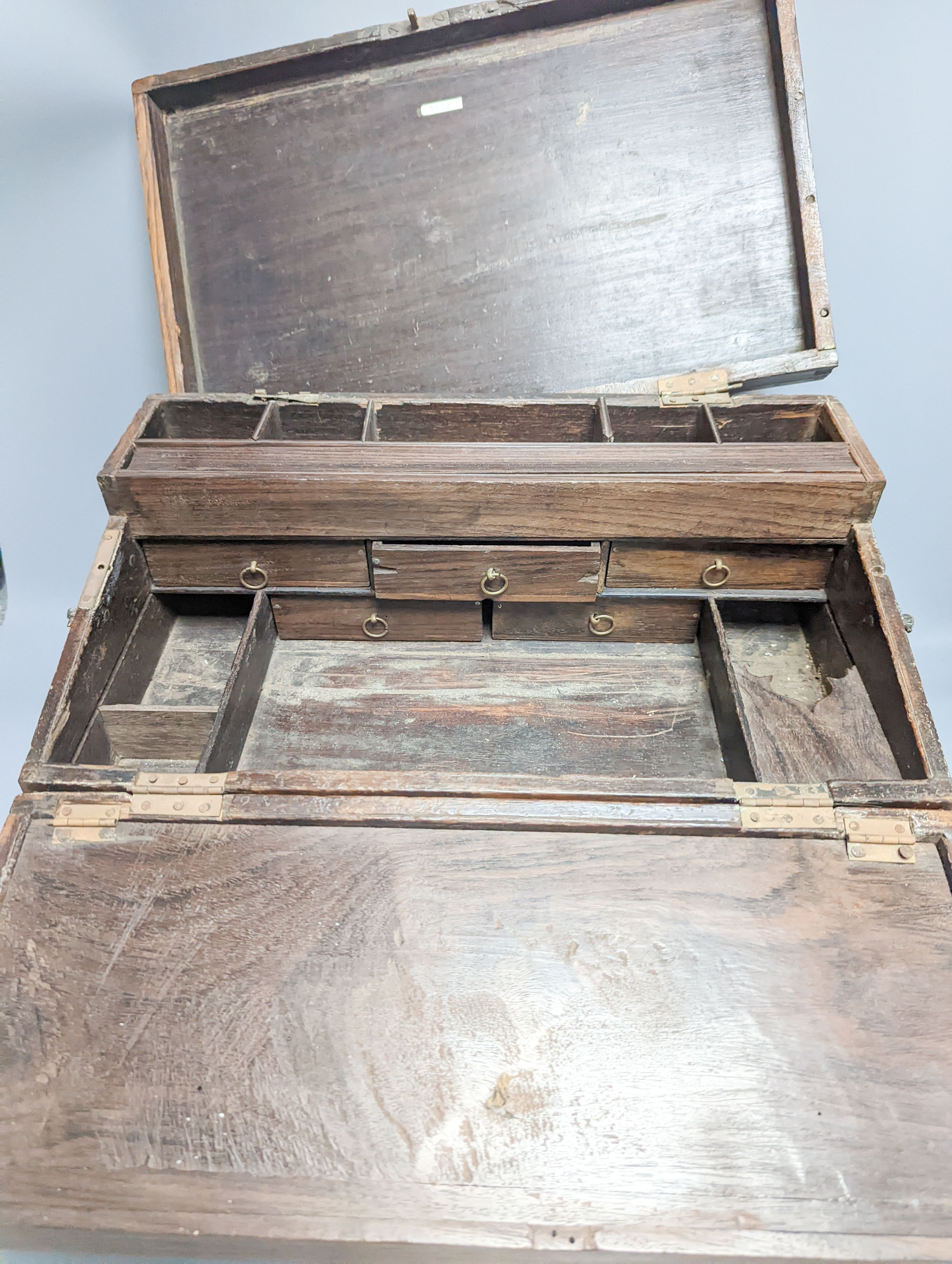 Two Anglo Indian brass and rosewood Anglo writing boxes, largest 43 cm